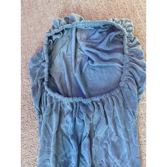 NIB SearchI Washable Stretch Jacquard Gray-Blue Geometric Kitchen Chair Covers - Picture 9 of 9